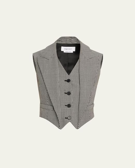 Alexander McQueen Gray Upturned Lapel Single-Breasted Houndstooth Vest