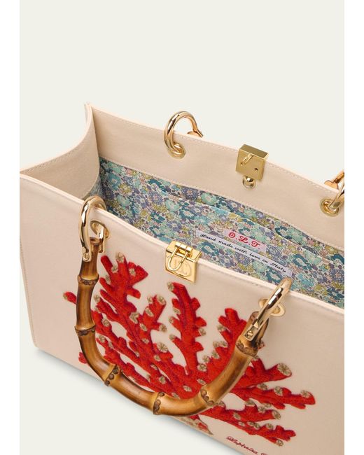 Olympia Le-Tan Coral Embroidered Canvas Top-handle Bag