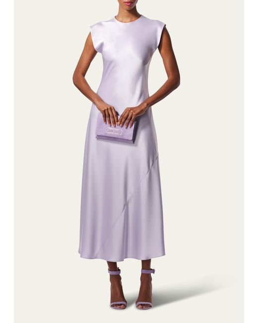 Carolina Herrera Purple Satin Cap-sleeve Maxi Dress