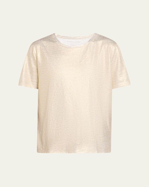 Majestic Filatures Natural Stretch Linen Metallic Semi Relaxed Crewneck Top