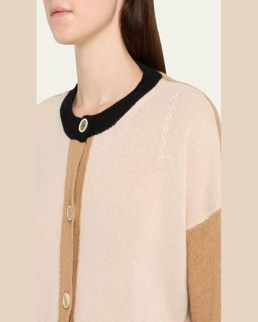Marni Blue Colorblock Cashmere Crewneck Cardigan