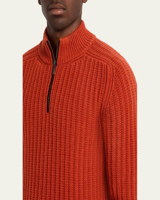 Iris Von Arnim Red Eugene Half-Zip Cashmere Pullover for men