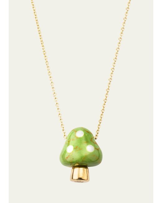 Aliita White Amanita Turquoise Pendant Necklace In 9k Gold