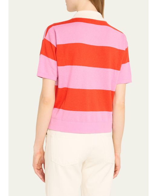 Kule Pink The Buell Short-sleeve Striped Polo Shirt