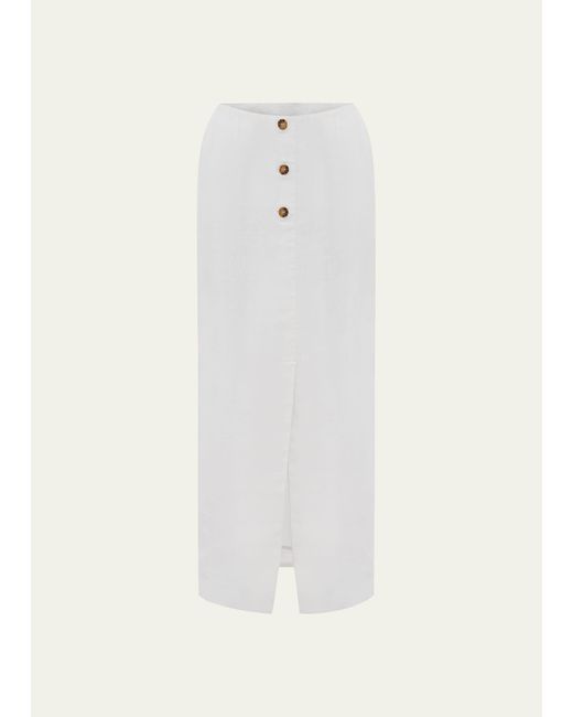 Posse White Gigi Linen Column Skirt