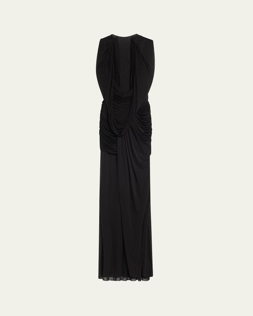 Christopher Esber Black Ripple Draped Double-Layer Gown