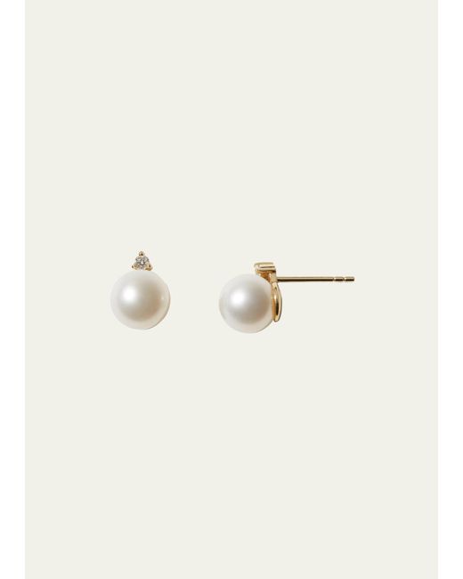 Mizuki Natural 14k Gold Pearl And Diamond Stud Earrings