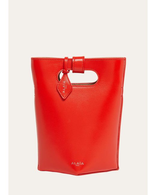 Alaïa Red Small Folded Leather Tote Bag