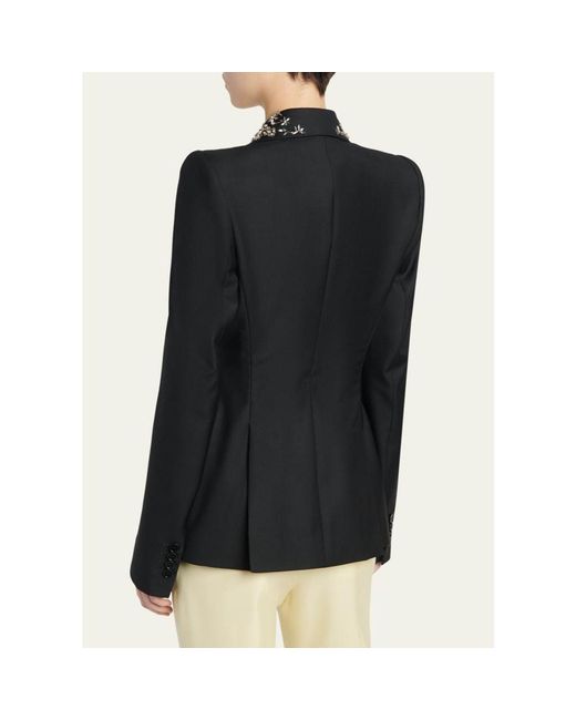 McQueen Black Beaded Lapel Single-Breasted Jacket