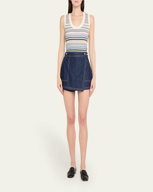 Veronica Beard White Ezinna Stripe Knit Tank Top