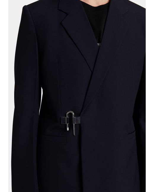 Givenchy Blue Asymmetric U-lock Sport Coat for men