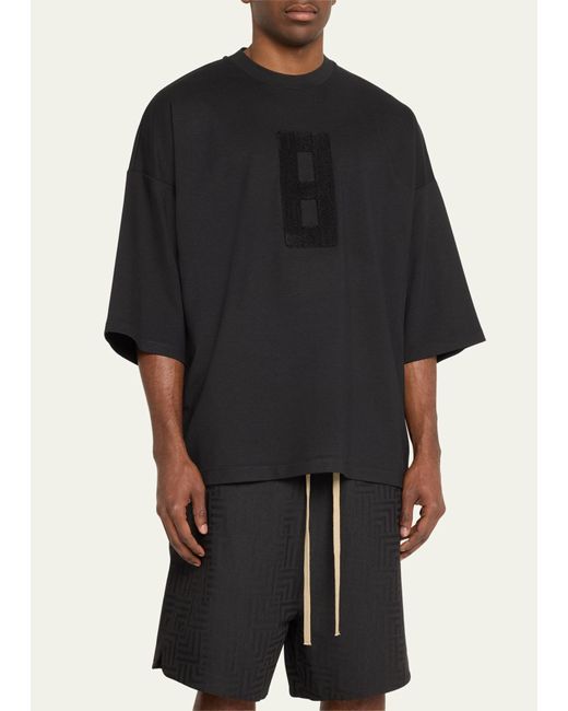 Fear Of God Black Embroidered 8 Boxy T-shirt for men