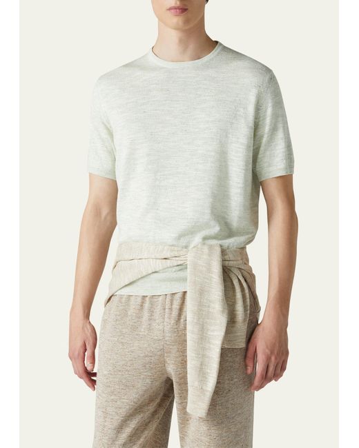 Loro Piana White Shoji Flax-silk Short-sleeve Sweater for men