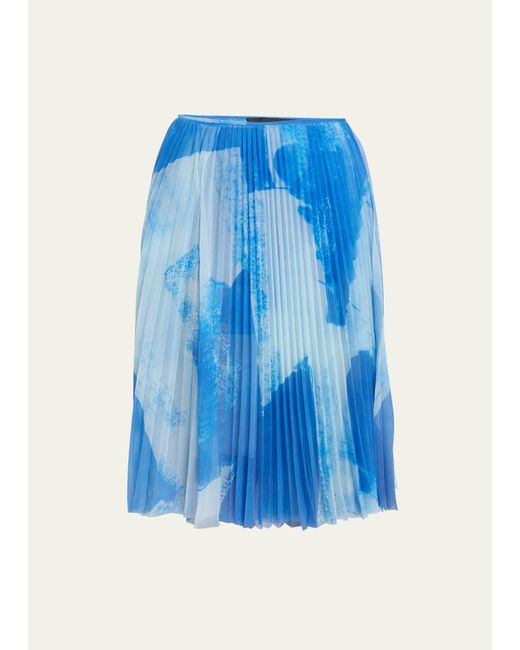 Proenza Schouler Blue Judy Printed Pleated Jersey