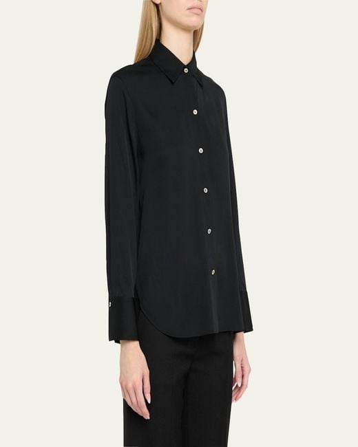 Vince Blue Classic Button-Front Blouse