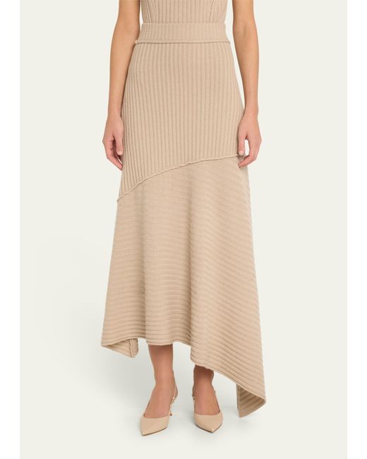 Jonathan Simkhai Natural Aloria Asymmetric Cashmere And Wool Midi Skirt