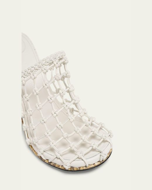 Jacquemus White Les Doubles Snake-Print Tresses Wedge Mules