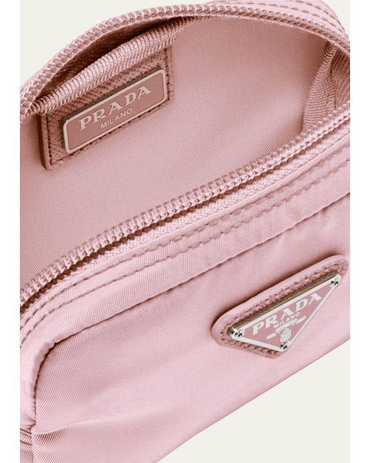 Prada Pink Recycled Nylon Pouch Clutch Bag