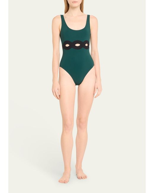 Karla Colletto Green Octavia Round-neck Silent Underwire One-piece Swimsuit