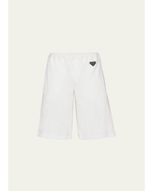 Prada Natural Terry Shorts With Triangle Logo for men