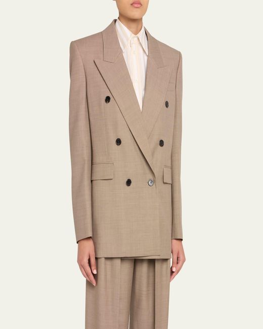 Saint Laurent Natural Double-Breasted Blazer