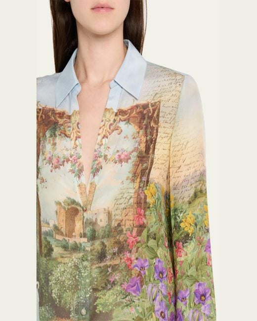 Alice + Olivia Multicolor Eloise Button-Front Blouse