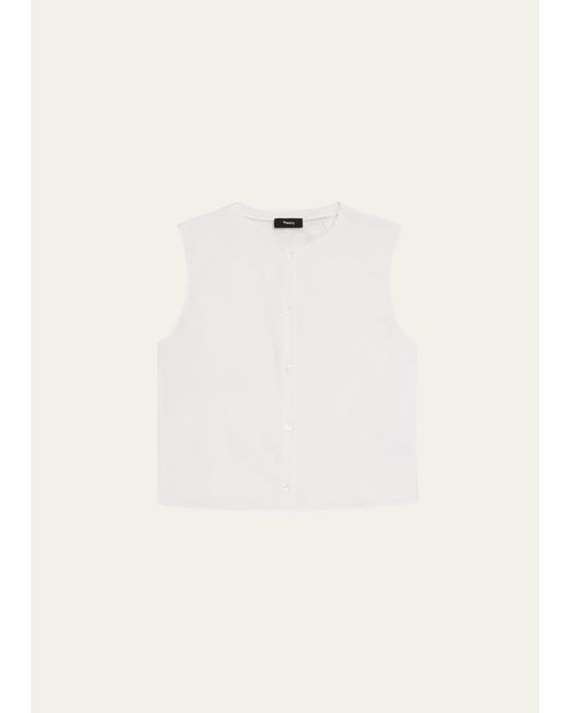 Theory Natural Cropped Button-front Shell Top