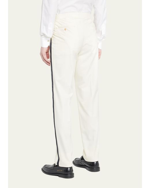 Kiton Natural Double-pleated Wool Dress Pants for men