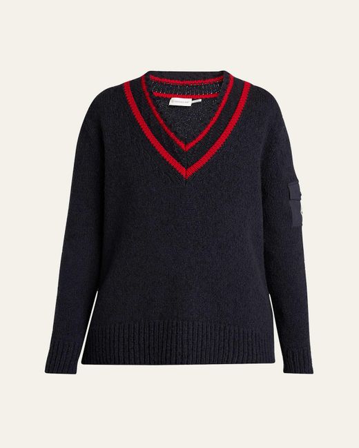 Moncler Blue V-Neck Sweater