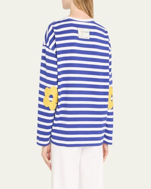 Marc Jacobs Blue Daisy Striped Long-Sleeve T-Shirt
