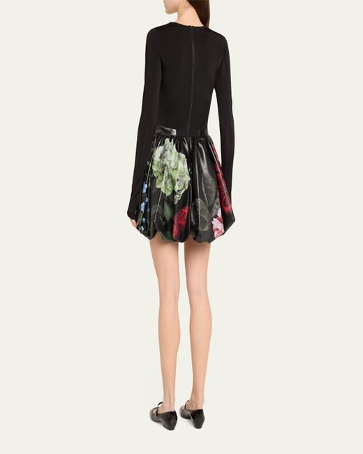 chinese dress ladies alice + olivia Women's Chara Long Sleeve Lace Vegan Pleated Mini Dress,  Black, 0 at Amazon Women's Clothing store main image 1