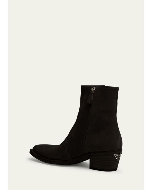 Prada White Suede Zip Ankle Boots