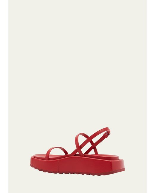 Plan C Red Fussbet Leather Dual-band Slingback Sandals