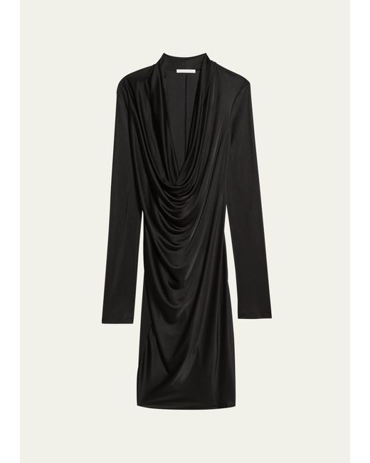 Helmut Lang Black Liquid Jersey Cowl-neck Dress