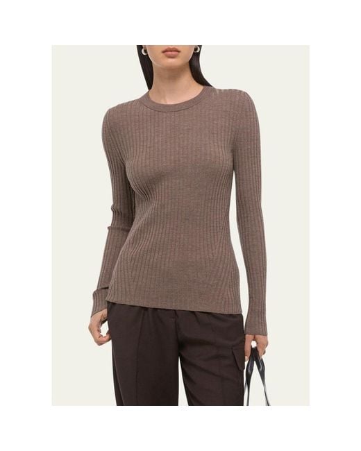 Helmut Lang Brown Open-Back Ribbed Wool Top