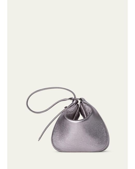 Akris Gray Anna Mini Leather Hobo Bag