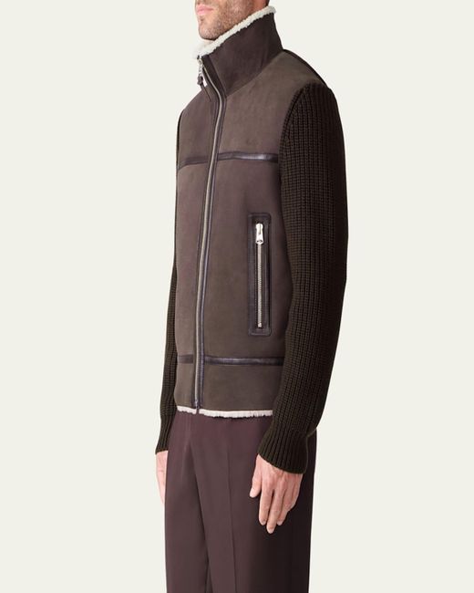 Mackage Black Jonathan Mixed-Media Shearling Jacket for men