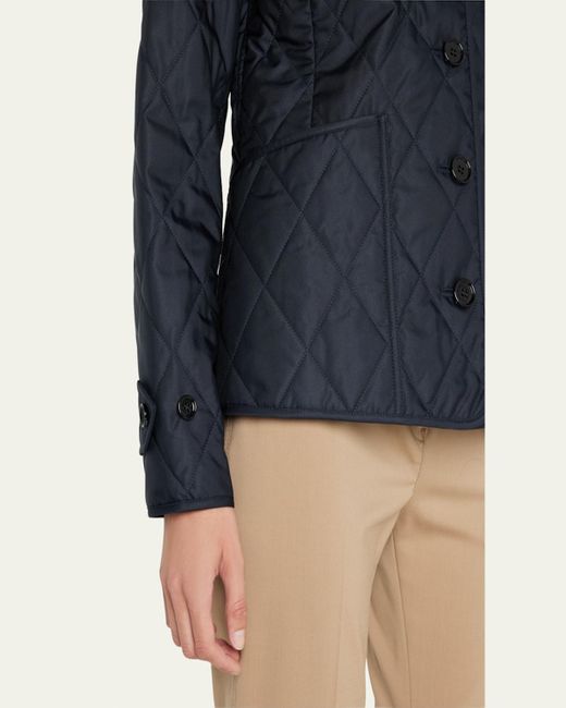 Burberry Blue Collared Diamond Quilted Jacket