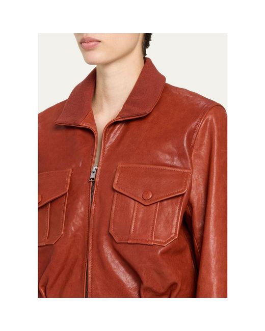FRAME Red The Ace Leather Jacket