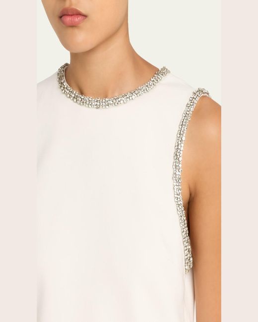 Alice + Olivia Natural Amal Embellished Satin Top