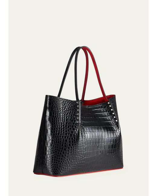 Christian Louboutin Black Cabarock Large In Croc Embossed Leather