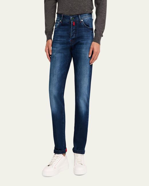 Kiton Blue Slim-Fit Dark Wash Jeans for men