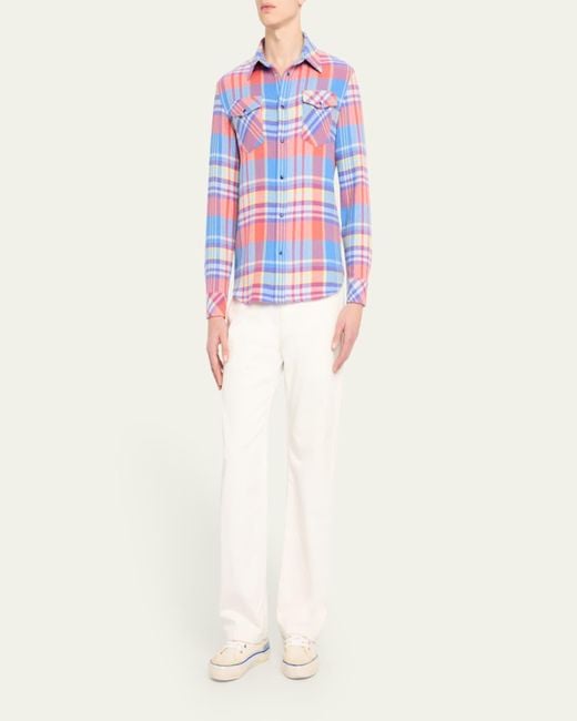 God's True Cashmere White Bright Plaid Sport Shirt With for men