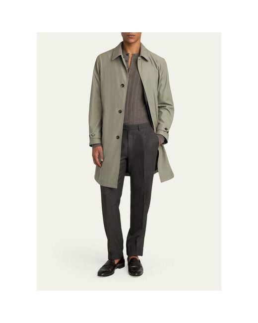 Brioni Gray Silk Cloud Button-Front Car Coat for men
