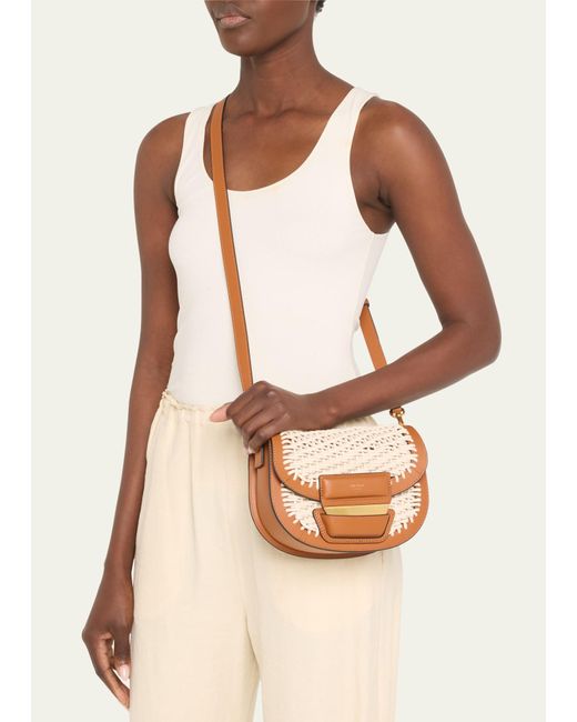 Oroton Dahlia Woven Saddle Crossbody Bag in White Lyst