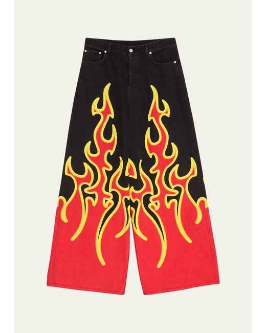 Vetements Red Flame Wide-leg Shorts for men