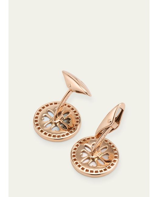 Link Up Natural 18k Rose Gold Mother Of Pearl And Diamond Cufflinks for men