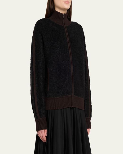 6397 Black Zip-Up Bouclé Track Jacket