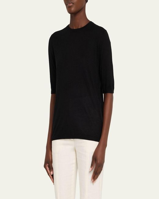 Gabriela Hearst Black Brunner Short-Sleeve Cashmere-Silk T-Shirt