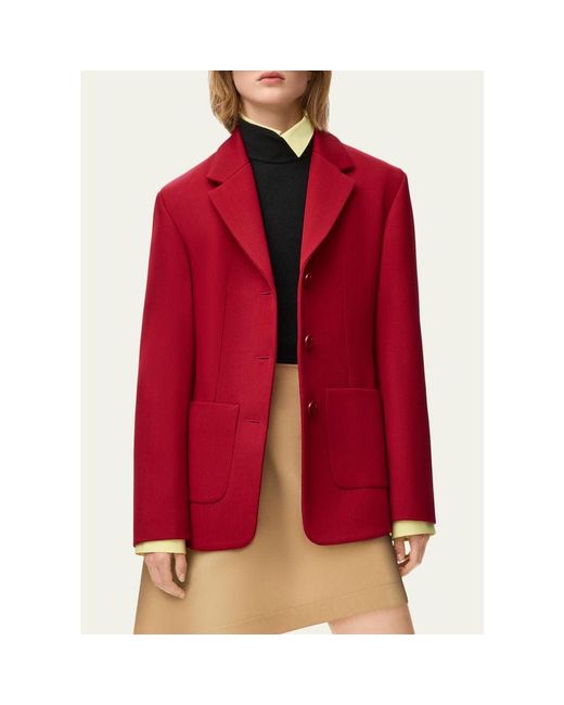 Loewe Red Wool-Blend Single-Breasted Jacket